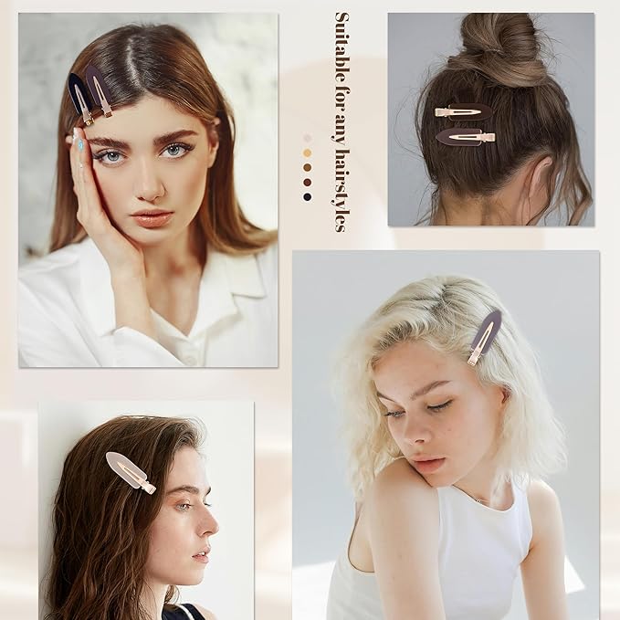 No Crease Creaseless No Bend Hair Clips For Styling Non Slip Flat Clips For Makeup Hair Accessories For Women,Black Multiple Brown,12 PCS