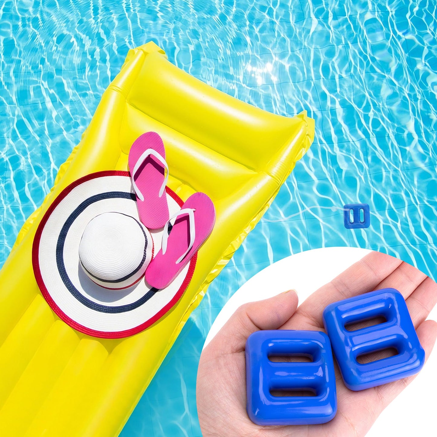 DECOHS 2 Pack 200g Pool Float Anchor Replacement Set, Pool Fountain Float Weight with String, Pools Weight Floating Anchor for Lake Floats Fountains Swimming Areas