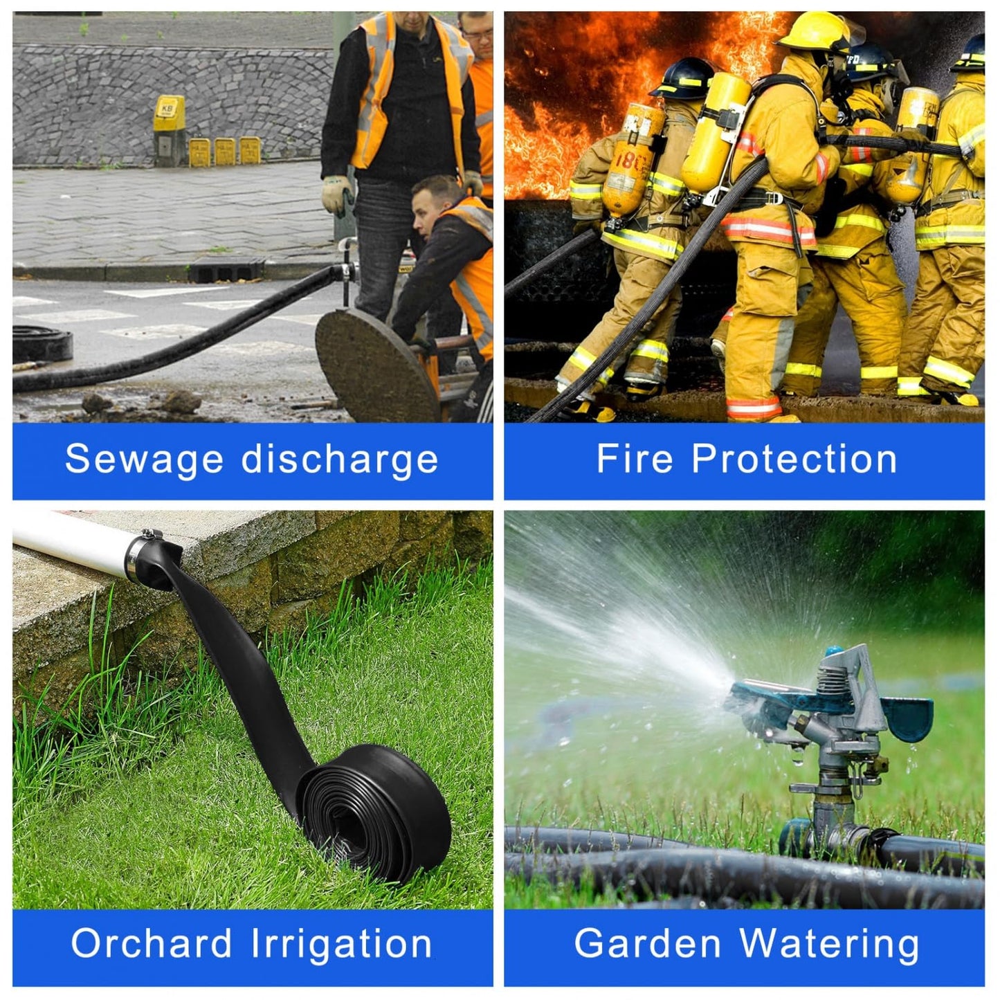 Gonioa Pool Backwash Hose 1 1/2 Inch Diameter x 50 Feet - Heavy-Duty PVC Pool Drain Hose, Reinforced Discharge Hose with Clamp for Swimming Pools, Black