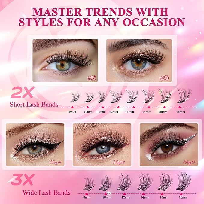Lash Clusters Eyelash Clusters Wispy Lashes 536PCS EyeLashes Natural Lash Extensions Individual Lashes D Curl DIY At Home