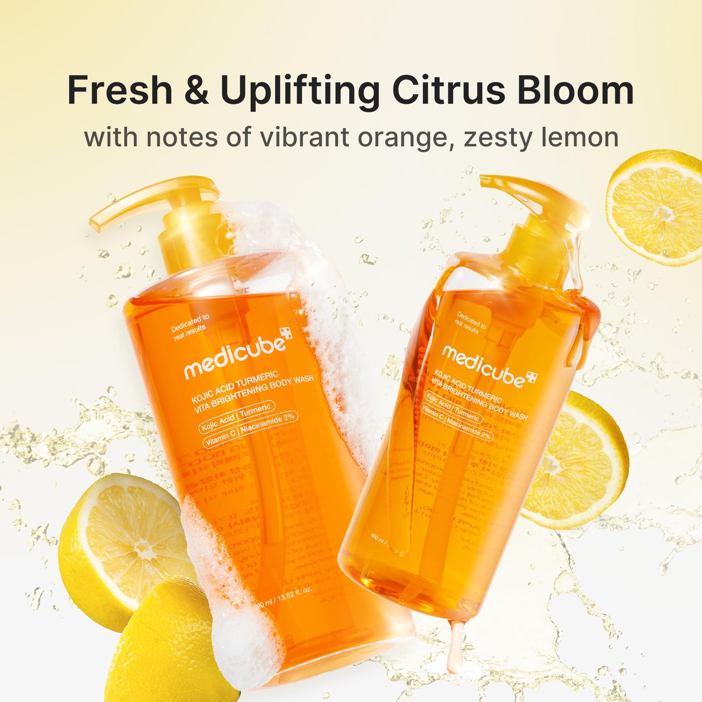 medicube Kojic Acid Turmeric Brightening Body Wash | Gentle Shower Gel for Uneven Skin | Niacinamide, Vitamin C, AHA/BHA | Deep Cleansing, Hydrating Formula | Easy and Effective, 13.52 fl.oz