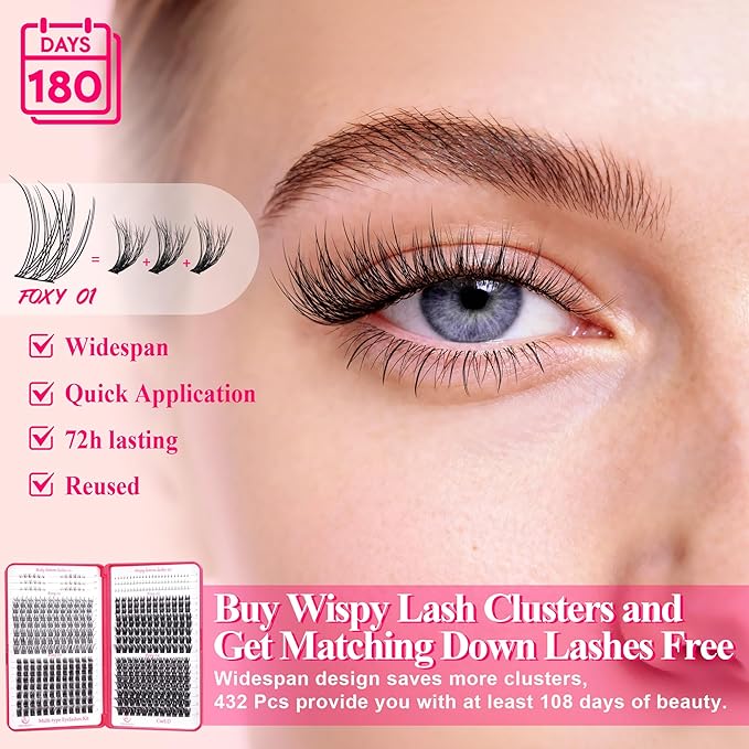 Lash Clusters Wispy & Fluffy Lashes D Curl Eyelash Clusters WideSpan Lash Extension With Bottom Eyelashes EyeLash Extensions