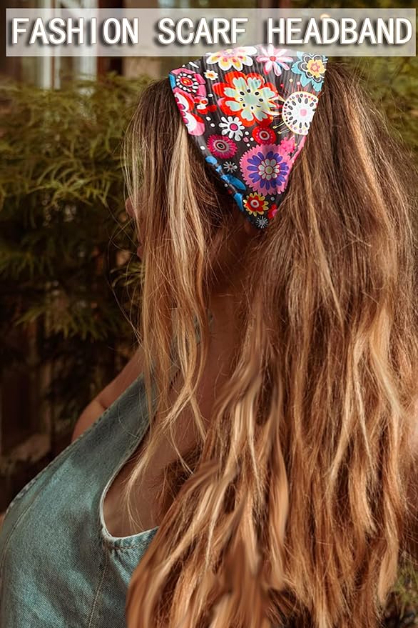 Tobeffect Extra Wide Headbands for Women, 7'' Boho Turban Floral Headband Large Hairband Twisted Hair Accessories, 6 pack