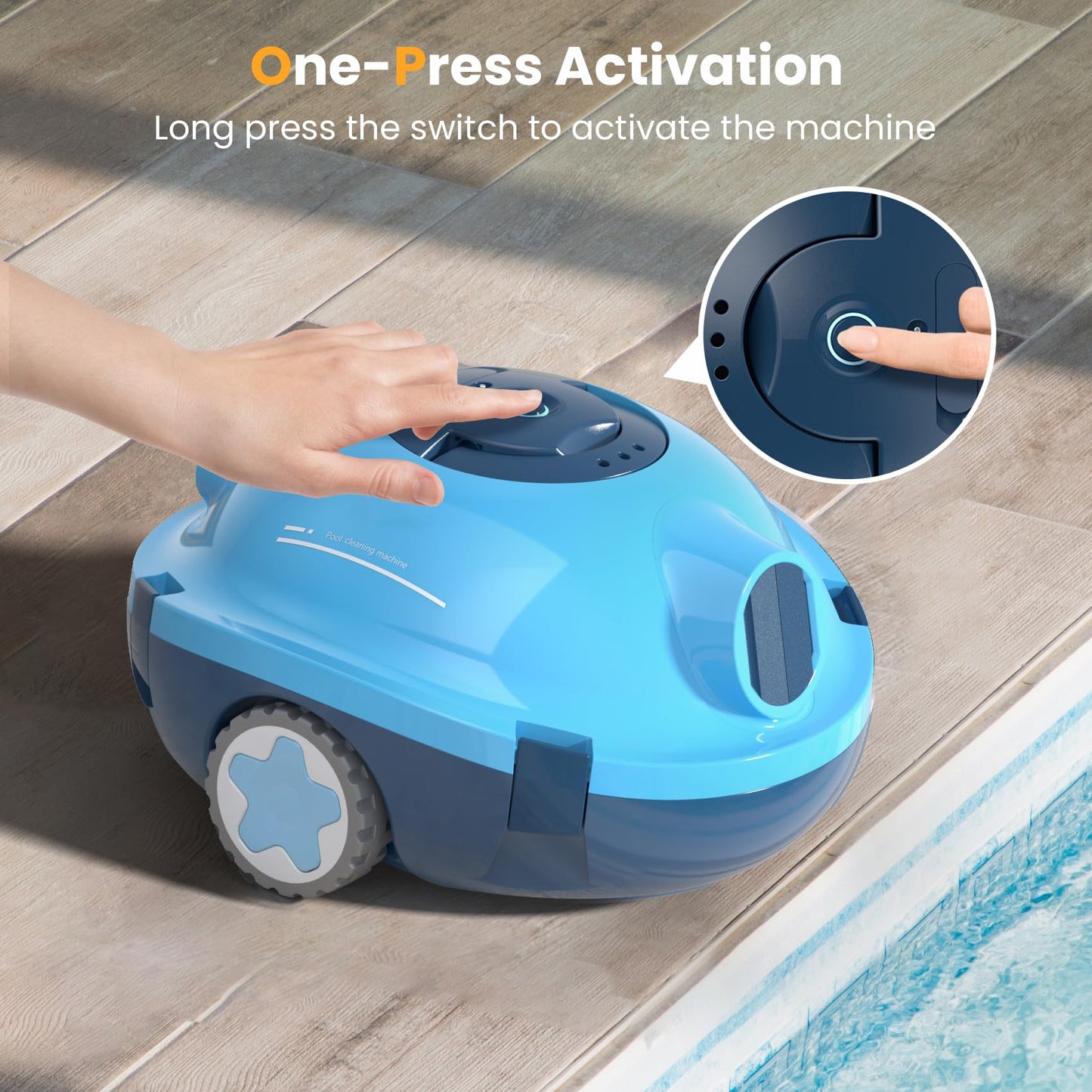 Y10 Cordless Robotic Pool Cleaner, Automatic Pool Vacuum - 90 Mins Runtime, Powerful Suction, Self-Parking, Lightweight for Above/Inground Pools Up to 65ft/1100 Sq.Ft (Navy)