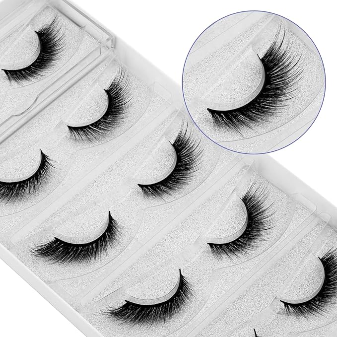 DYSILK Mink Lashes False Eyelashes - Lash Extension Strip Eyelashes 5 Pairs 6D Lashes Fox Eye Mink Eyelashes False Lashes Reusable Fake Eyelashes Mink Wispy Lashes Natural Look | Winged 7mm-17mm
