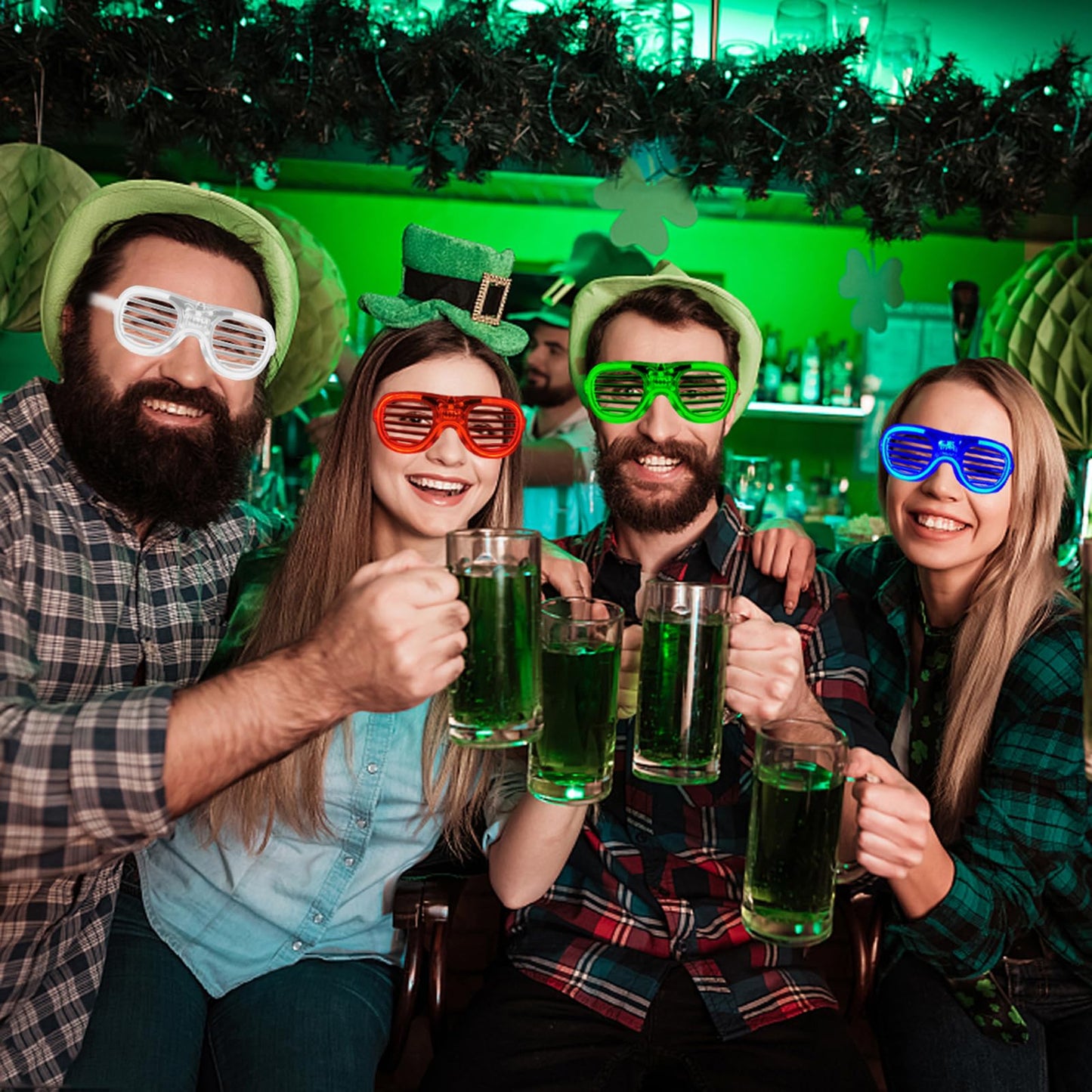 25 Packs LED Glasses 5 Neon Colors glow in the dark party supplies Favor for Kids Adult Glow sticks Light Up Glasses fit Holiday Birthday Valentine's Day and Halloween Party Supplies Cosplay Christmas