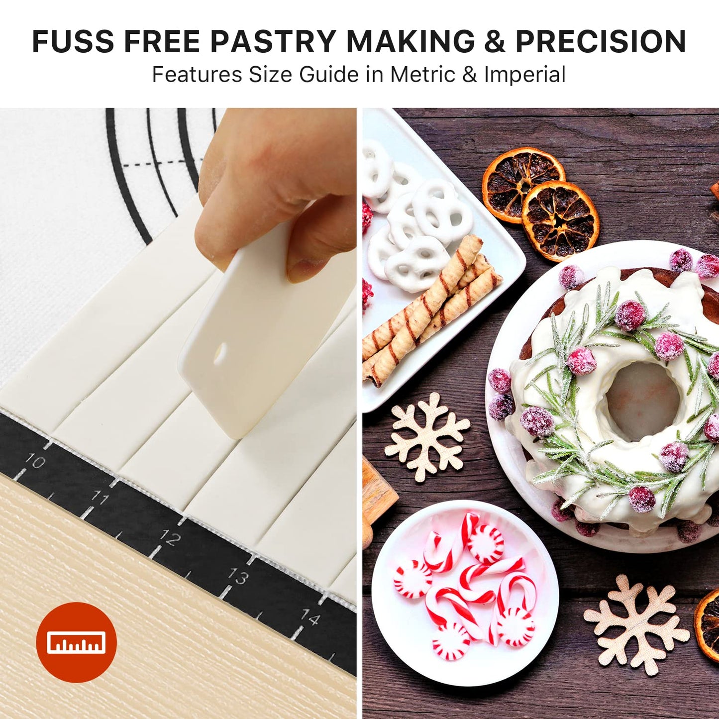 Pastry Mat, 28" x 20" Food Grade Silicone Extra Large Non Stick Baking Sheet Mat with Measurement for Making Cookies,Macarons,Bread and Pastry