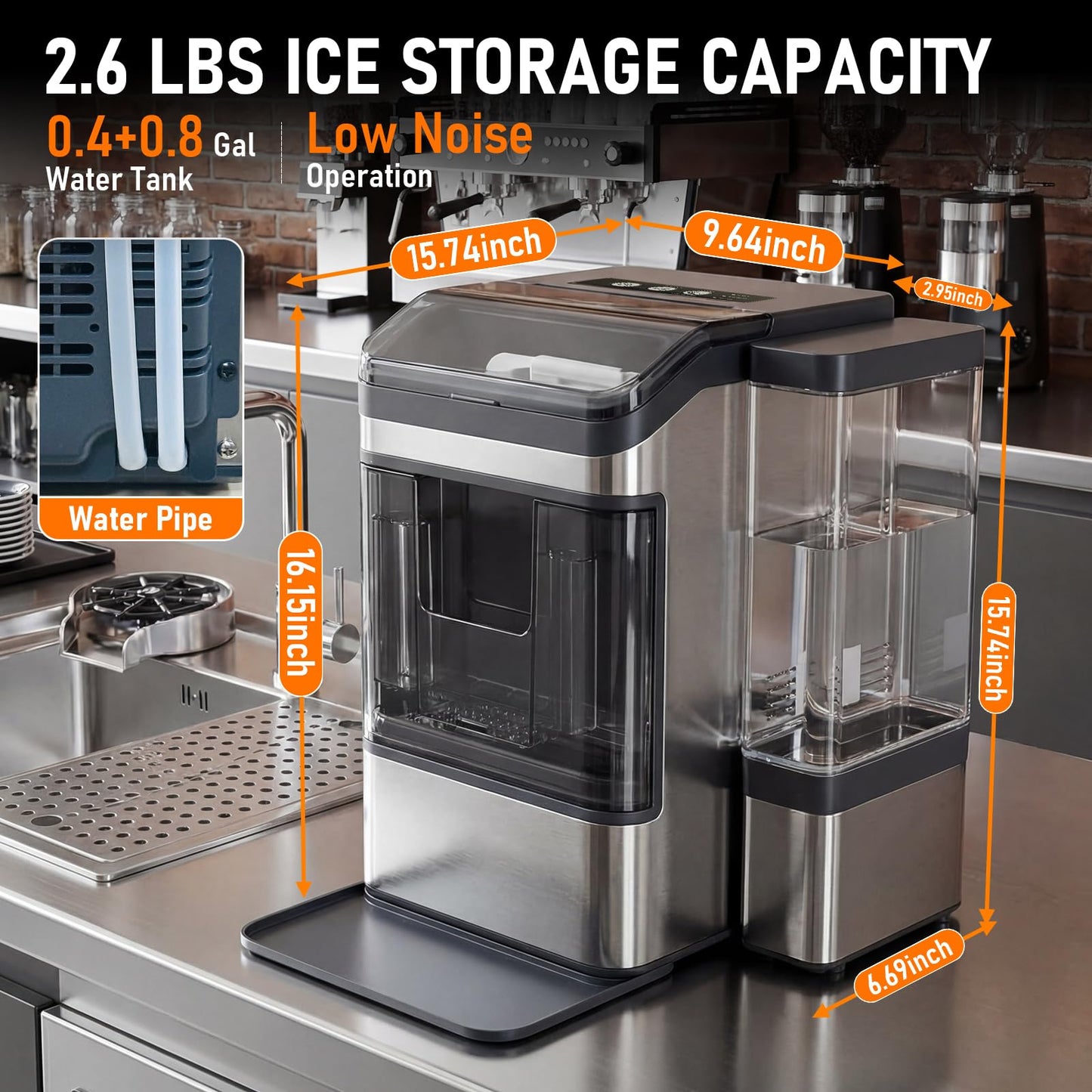 Nalison Nugget Ice Maker Countertop, Chewable Sonic Ice Maker with 41Lbs/24H, 9 Ice Cubes in 6 Mins,Self-Cleaning Portable Ice Maker with A Detachable 3L Water Tank Ultra Quiet for Home, Office