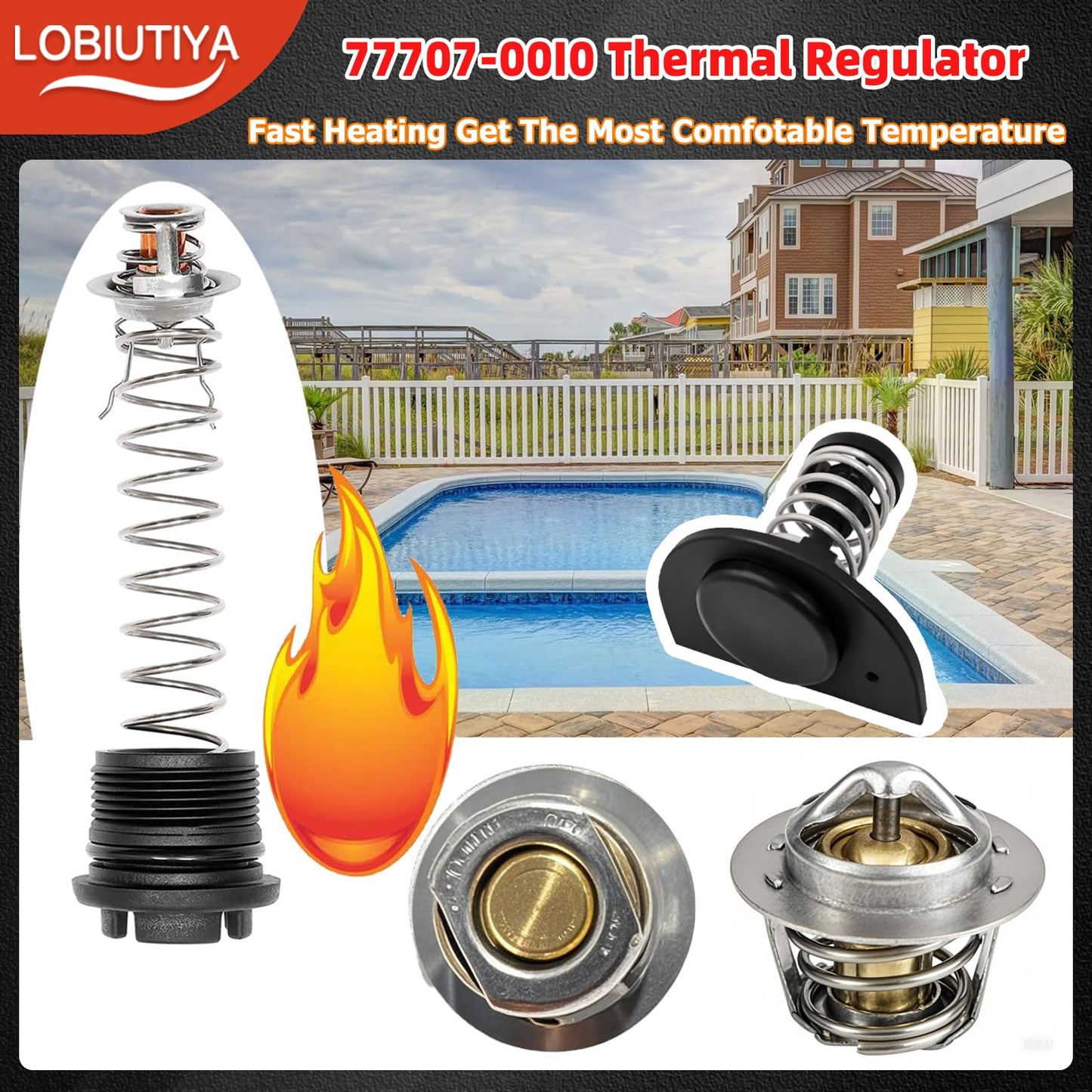 LOBIUTIYA 77707-0010 Thermal Regulator and 77707-0001 Manifold Bypass Valve Kit Compatible with MasterTemp 400 250 200 300 333 and Sta-Rite Pool and Pool Heaters, 38000-0007S Thermal Regulator kit
