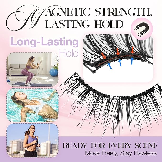 POPUP Soft Magnetic Eyelashes with Applicator, Reusable Magnetic Lashes Natural Look, No Glue Needed, Windproof & Waterproof,Comfort (A01)