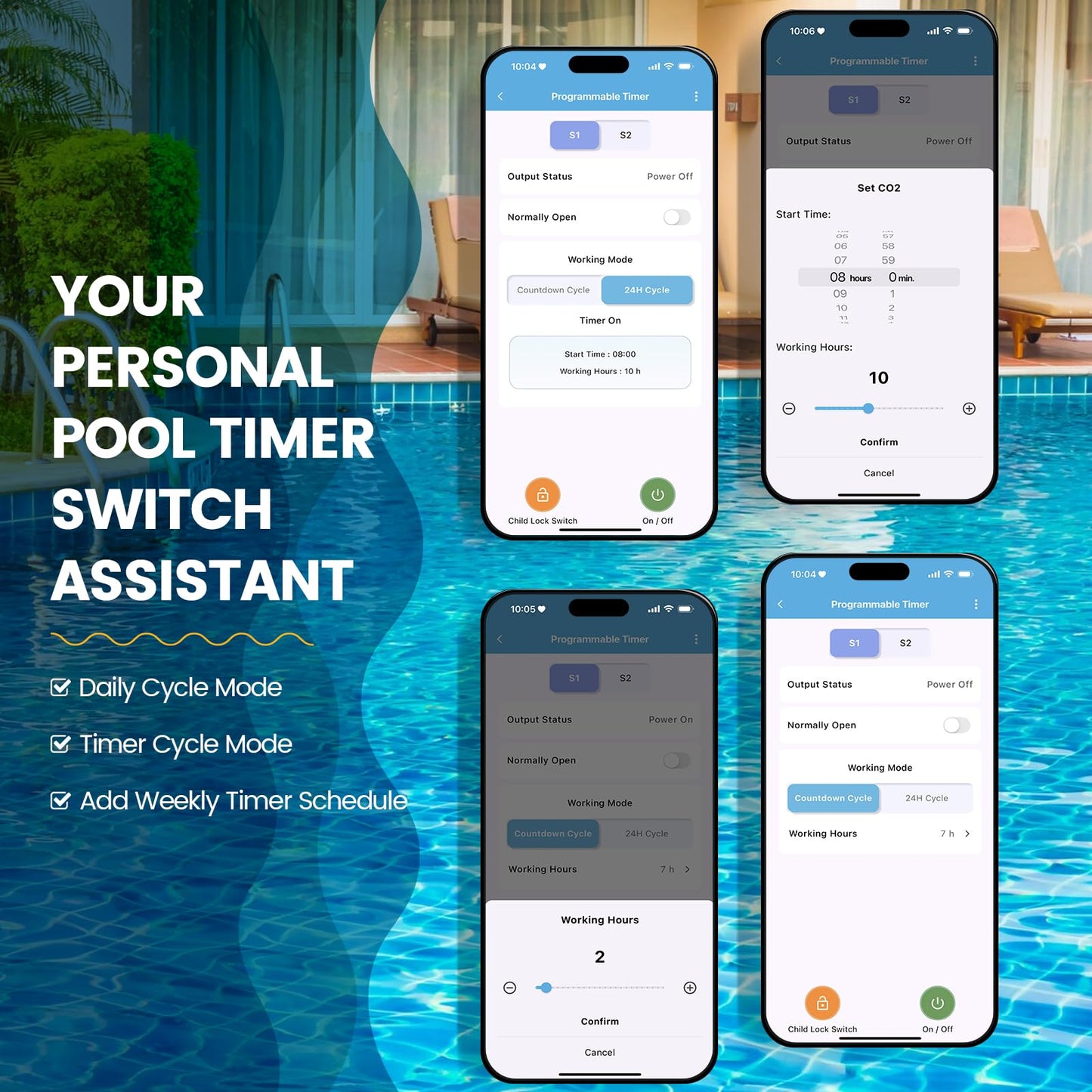 WiFi Above Ground Pool Timer Switch - Ortis Smart Pool Timer with Smart Life App Control, Dual Outlet, Realize Switch and Timing on Your Phone, for Swimming Pools Filters Pumps & Landscape Lights