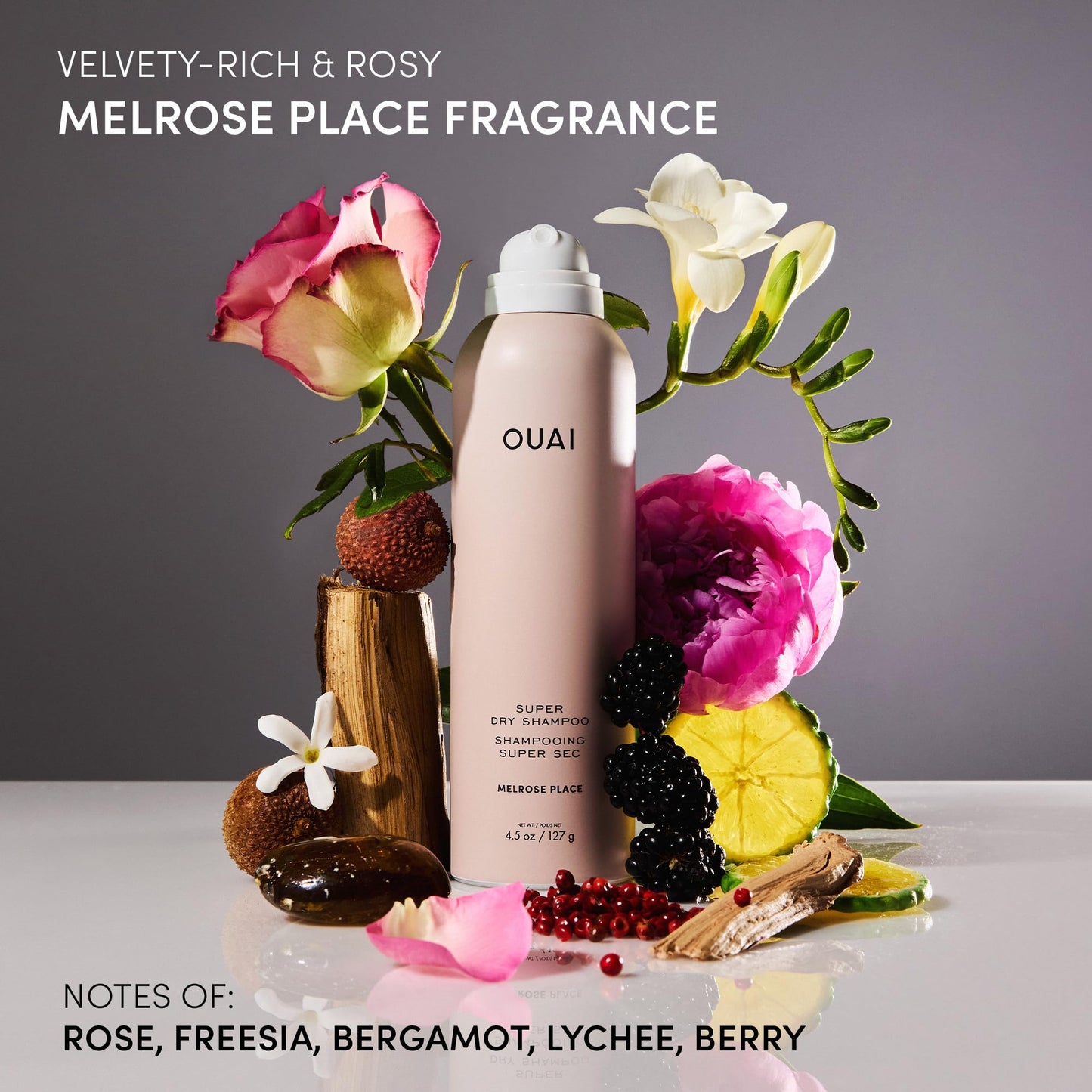 OUAI Super Dry Shampoo - Volumizing Dry Shampoo - Absorbs Oil, Dirt & Sweat - Blends Seamlessly into Hair with Zero Residue & Enriched with a Long-Lasting Scent - Melrose Place (4.5 oz)