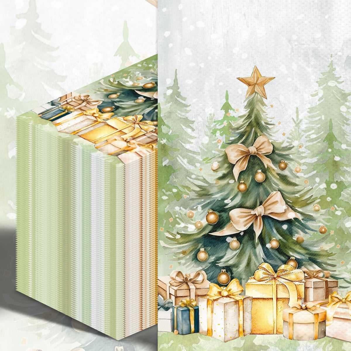 100PCS Christmas Tree Paper Napkins Snowflake Tree Disposable Hand Towels Xmas 3 Ply Decorative Guest Napkins for Lunch Dinner Kitchen Bathroom Winter Christmas Cocktail Party Supplies