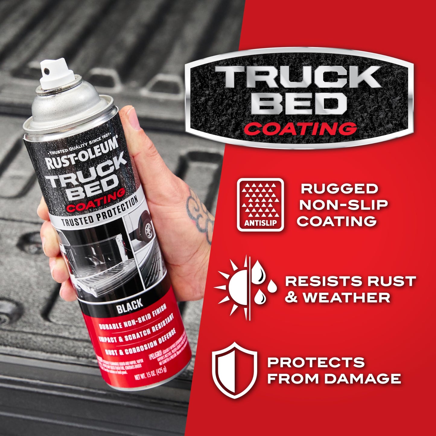 Rust-Oleum 248914-6PK Stops Rust Truck Bed Coating Spray Paint, 15 oz, Black, 6 Pack