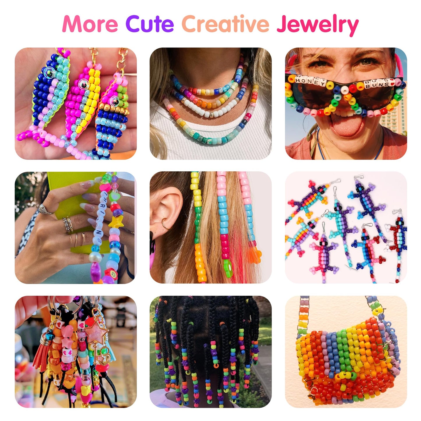 Redtwo 7 Boxes 5000 Pcs Pony Beads Kit, 144 Colors 6x9mm Kandi Beads for Friendship Jewelry Bracelet Making Kit, with 600+Pcs Letter Bead, DIY Crafts Gifts for Tween Girls Kids