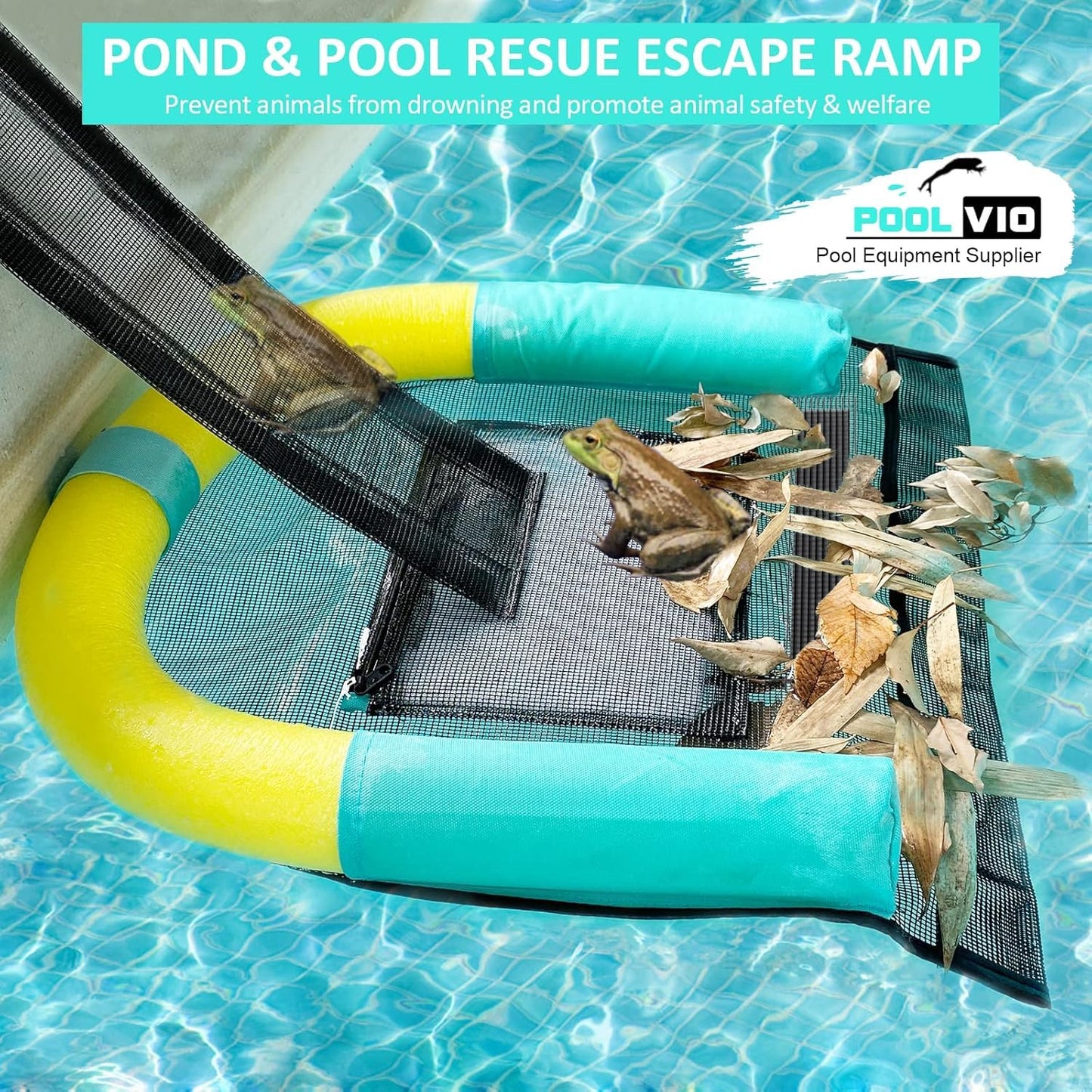 Poolvio Animal Saving Escape Ramp for Pool, Save Critters in Swimming Pool Device Handy, Pool Accessories in Floating Ramp Rescues Saving Frogs, Toads Animal Mice, Birds