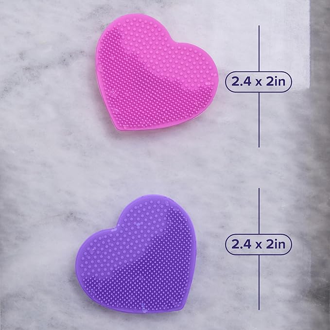 Plum Beauty Heart-Shaped Silicone Skin Scrubber Ã¢ÂÂ Manual Facial Cleansing Brush for Exfoliating & Massaging Ã¢ÂÂ Soft, Skin-Safe Bristles for All Skin Types Ã¢ÂÂ Includes Suction Cup Mount