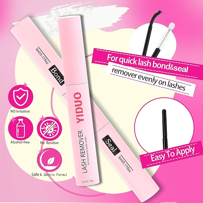 YIDUO 150D+200D Lash Clusters Kit with Glue and Removers, 575Pcs Volume Thick+Spiky Lashes Extension, 12-21mm Thick Extension Eyelashes DIY Individual False Eyelash Kit DIY at Home Easily
