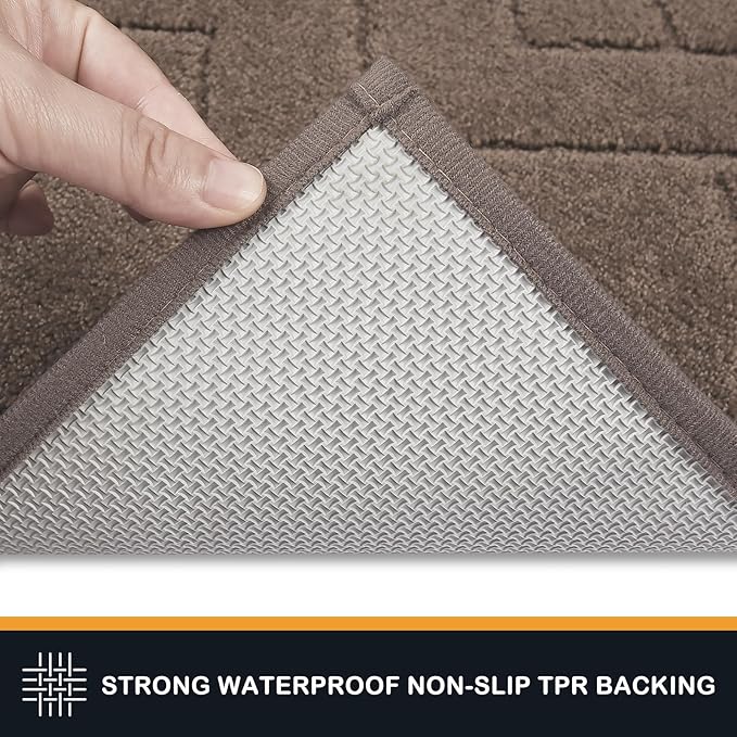 PURRUGS Dirt Trapping Door Mat 34" x 59", Non-Slip Machine Washable Entry Rug, Dog Doormat, Indoor Front Door Mat, Super Absorbent Entryway Rug for Muddy Shoes & Paws, Grayish Brown