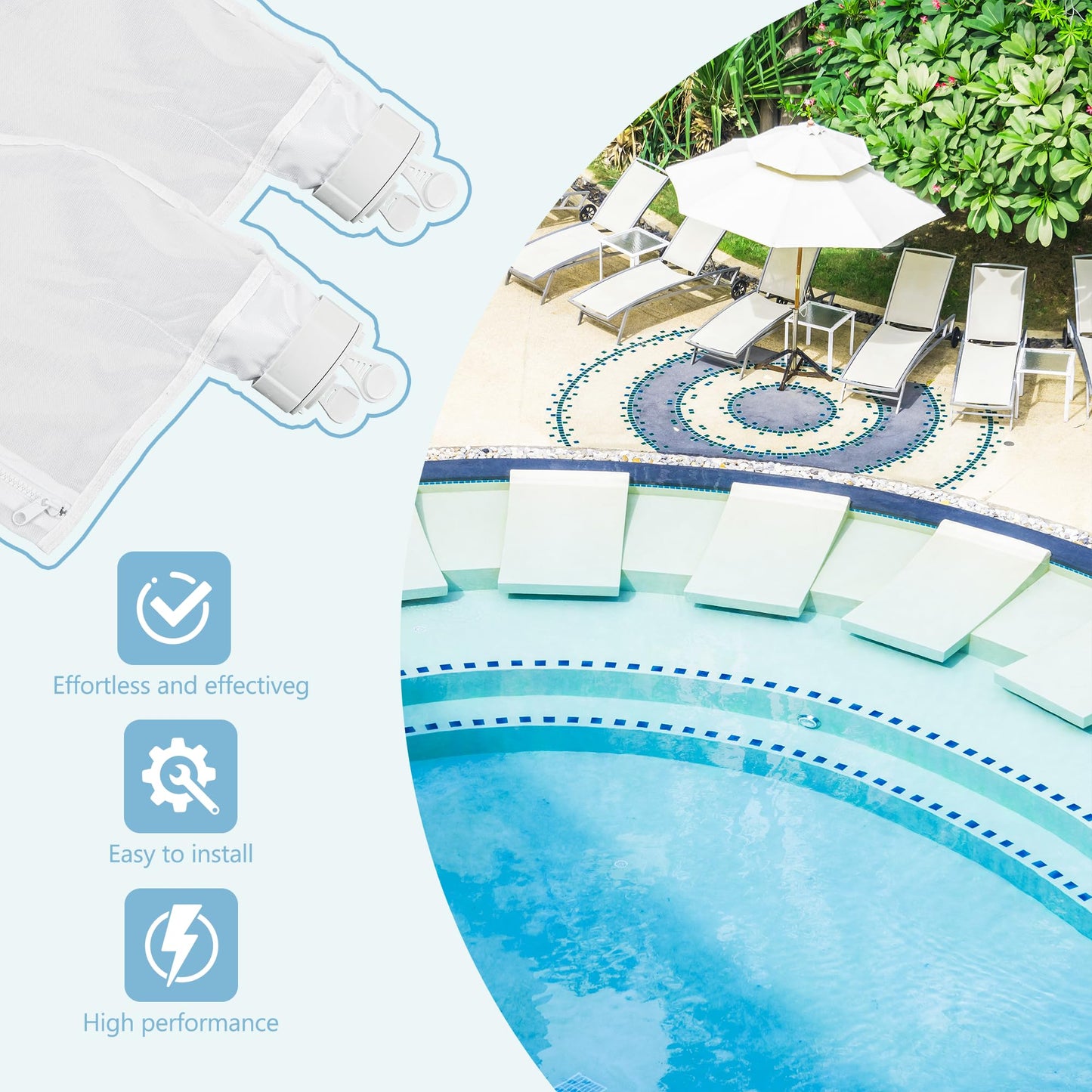 Funmit Pool Spa Zippered Bags Replacement for Polaris 280, 480 Pool Cleaner All Purpose Filter Bags K13 K16 (2 Pack)