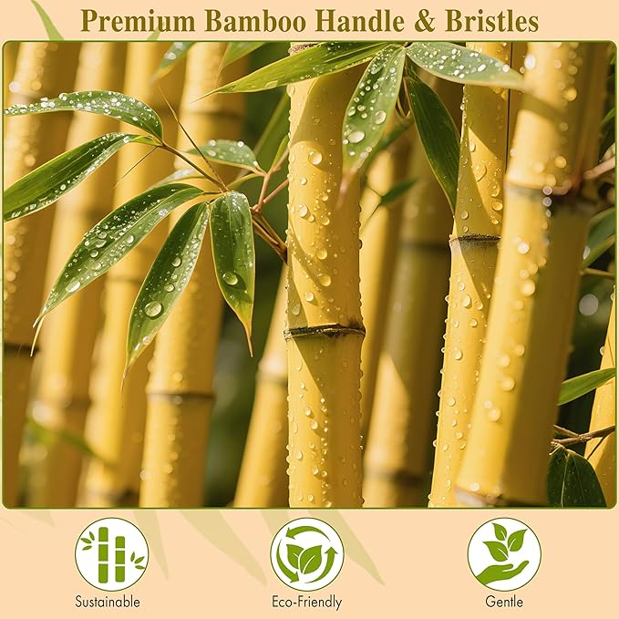 BFWood Bamboo Paddle Hairbrush with Bamboo Bristles for Massaging Scalp