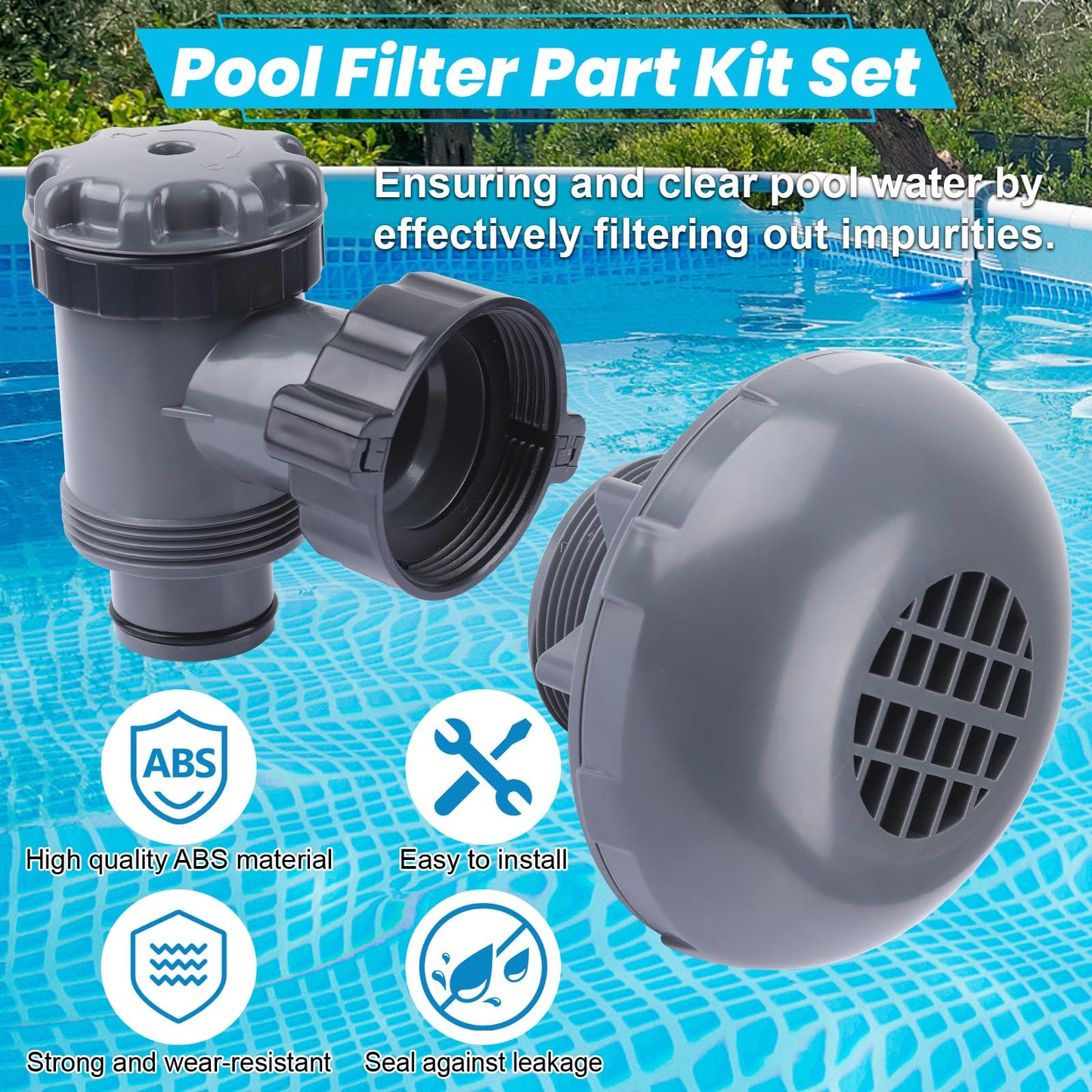 XT On/Off Plunger Valve with Strainer for Easy Adjustment, for Above-Ground Pool Filter Pump On/Off Plunger Valve Part, Frame Set & Ultra Frame Pools Intex, Coleman Compatible