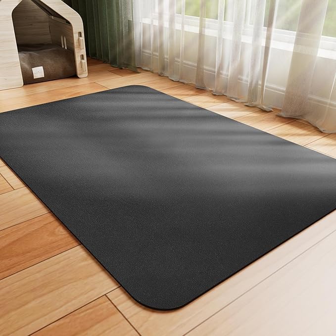 Dog Food Mat - Absorbent Cat Mat for Food and Water, No Stains Pet Feeding Bowl Mat, Easy to Clean Pet Placemats, Quick Dry Dog Water Dispenser Mat for Messy Drinkers | Black 18"x 28"