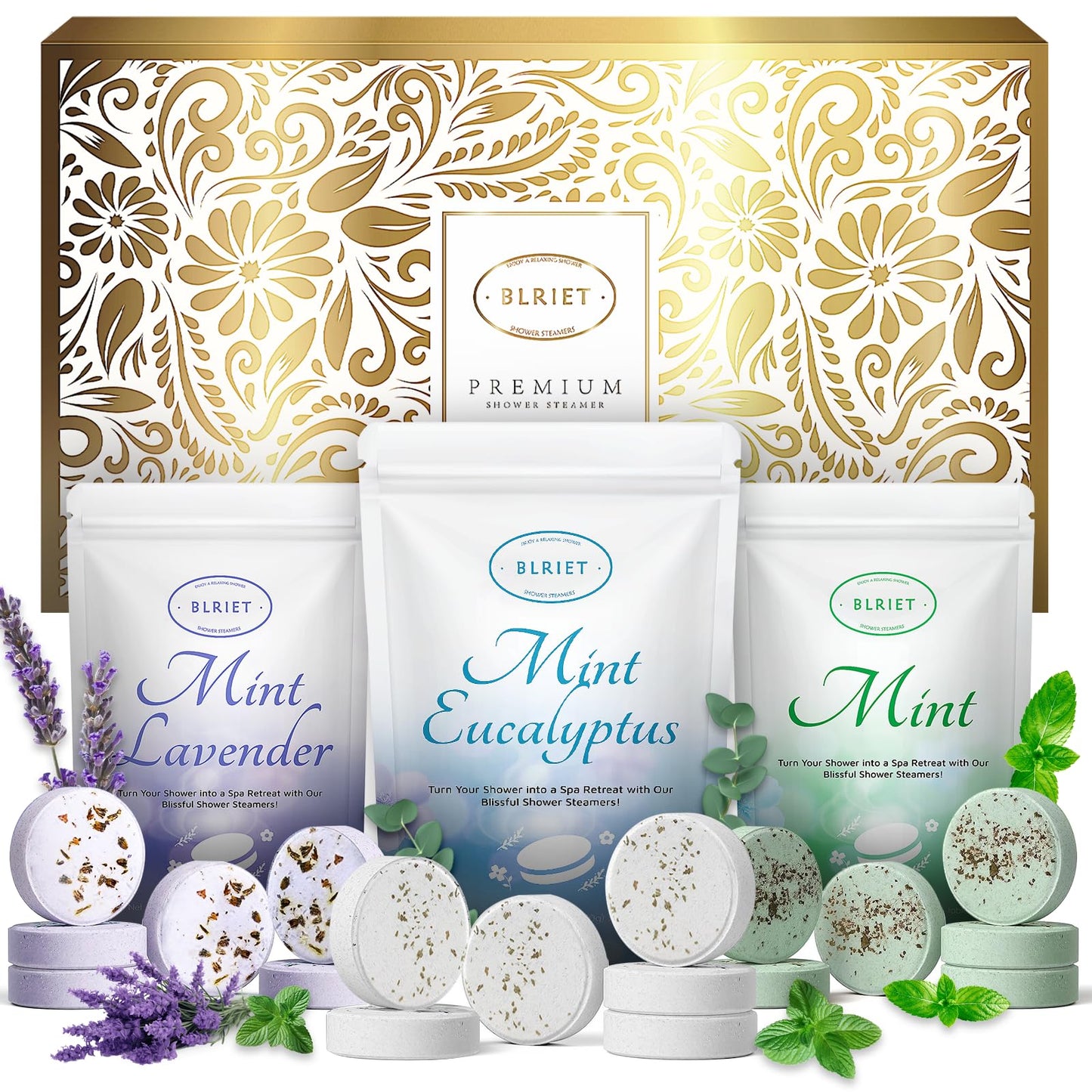 Shower Steamers Aromatherapy 18 Pack Gifts for Women Birthday Christmas Stocking Stuffers White Elephant Natural Essential Oils Stress Relief Mint Lavender Relaxation for Mom her him Men Teens Adults