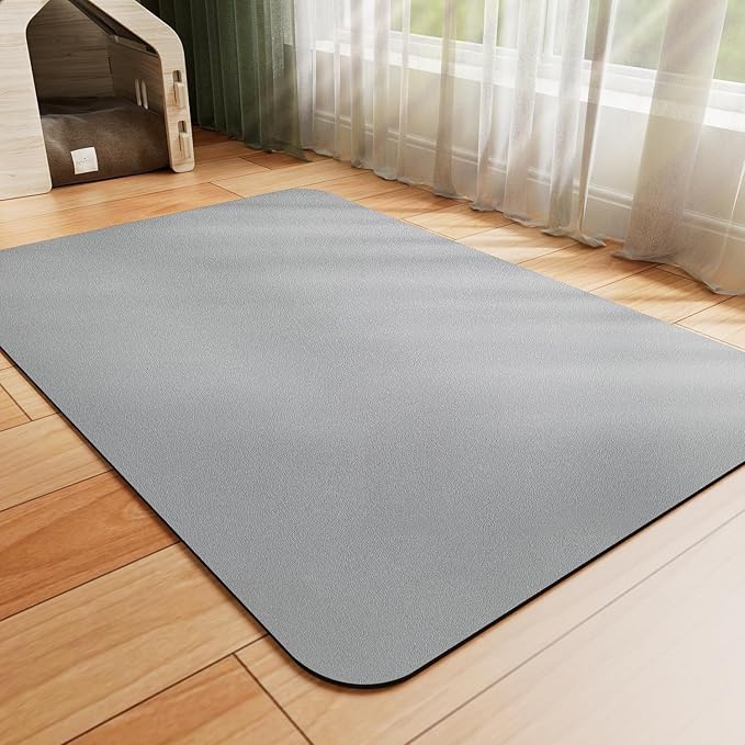 Dog Food Mat - Absorbent Cat Mat for Food and Water, No Stains Pet Feeding Bowl Mat, Easy to Clean Pet Placemats, Quick Dry Dog Water Dispenser Mat for Messy Drinkers | Grey 18"x 28"