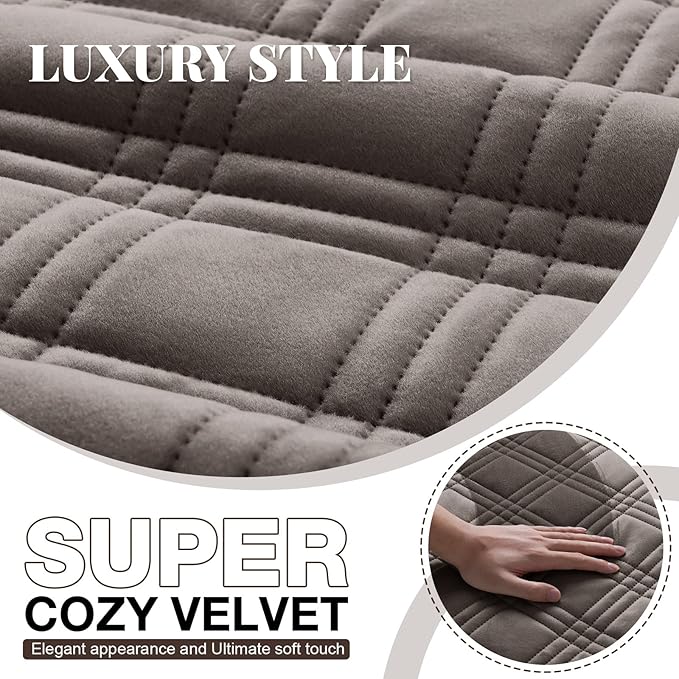 TAOCOCO 100% Waterproof Recliner Chair Cover, Recliner Covers for Recliner Chair with Pocket, Non Slip Reclining Chair Cover Furniture Protector for Kids, Pets(23.6'', Chocolate-Velvet)