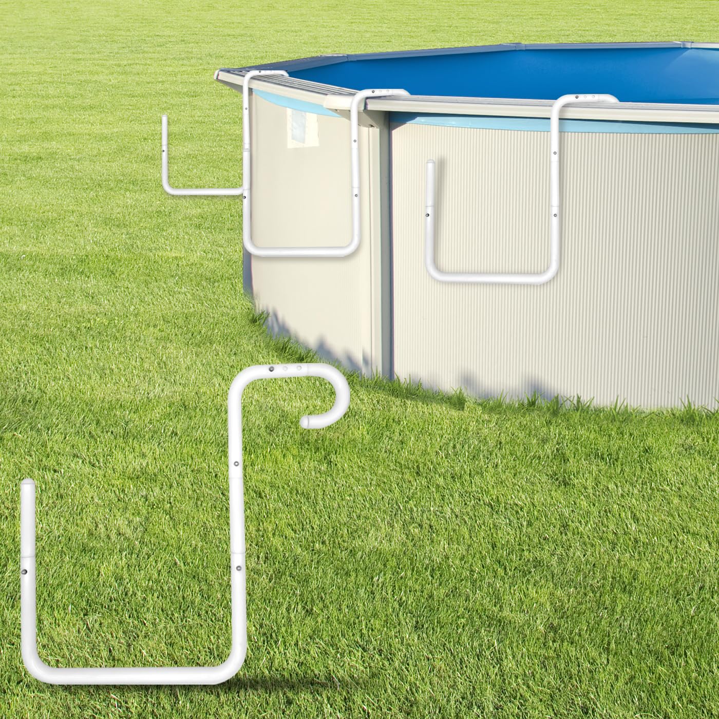 POOL HELPER Adjustable Solar Cover Holder for Steel-Wall Above Ground Pools - Heavy-Duty 5-Pack, No Drilling Required