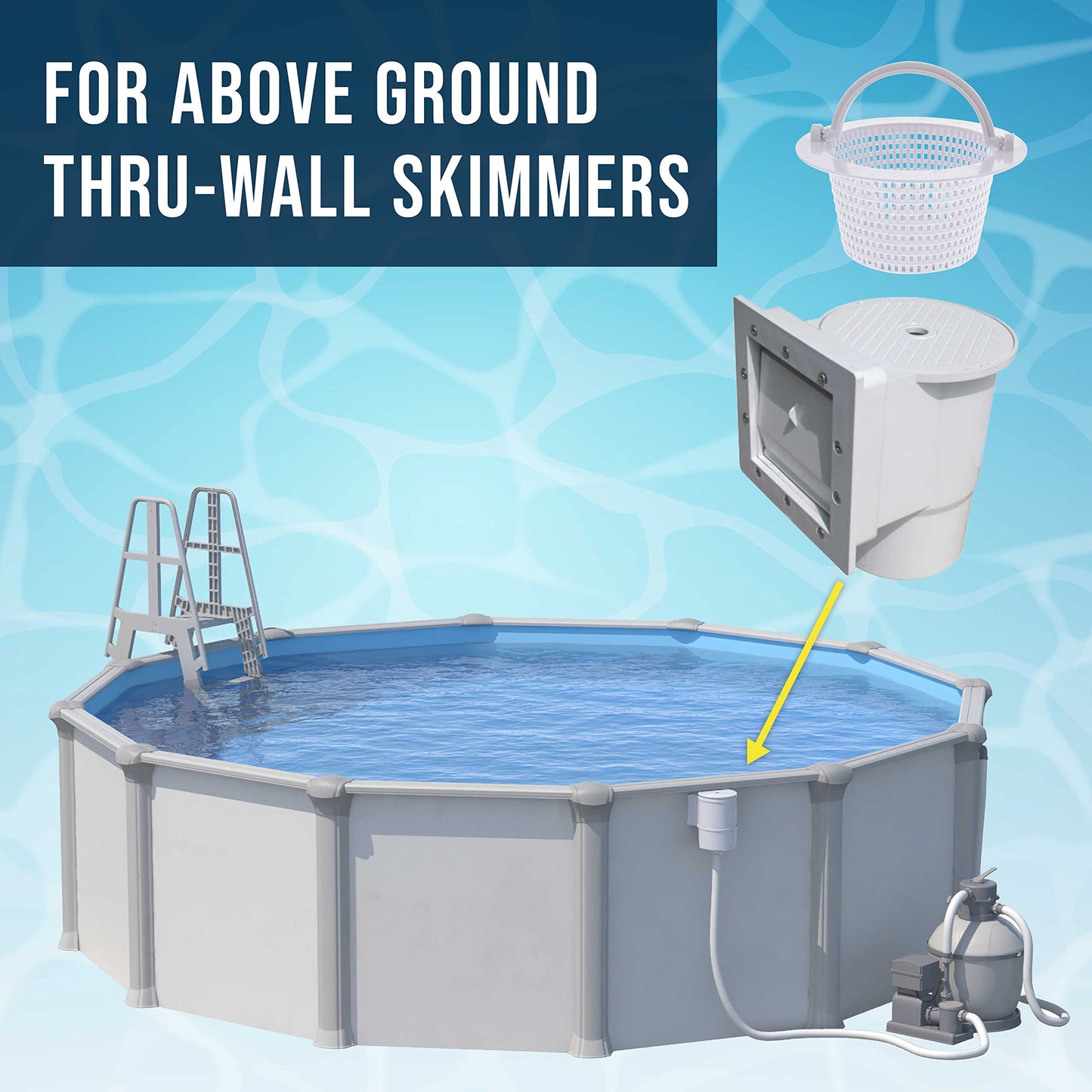 U.S. Pool Supply Above Ground Pool Thru-Wall Skimmer Baskets with Handles, 2 Pack - (See Size) Swimming Pool Replacement Baskets - Standard Small Thru-Wall Size - Skim Remove Debris, Cleanout Leaves