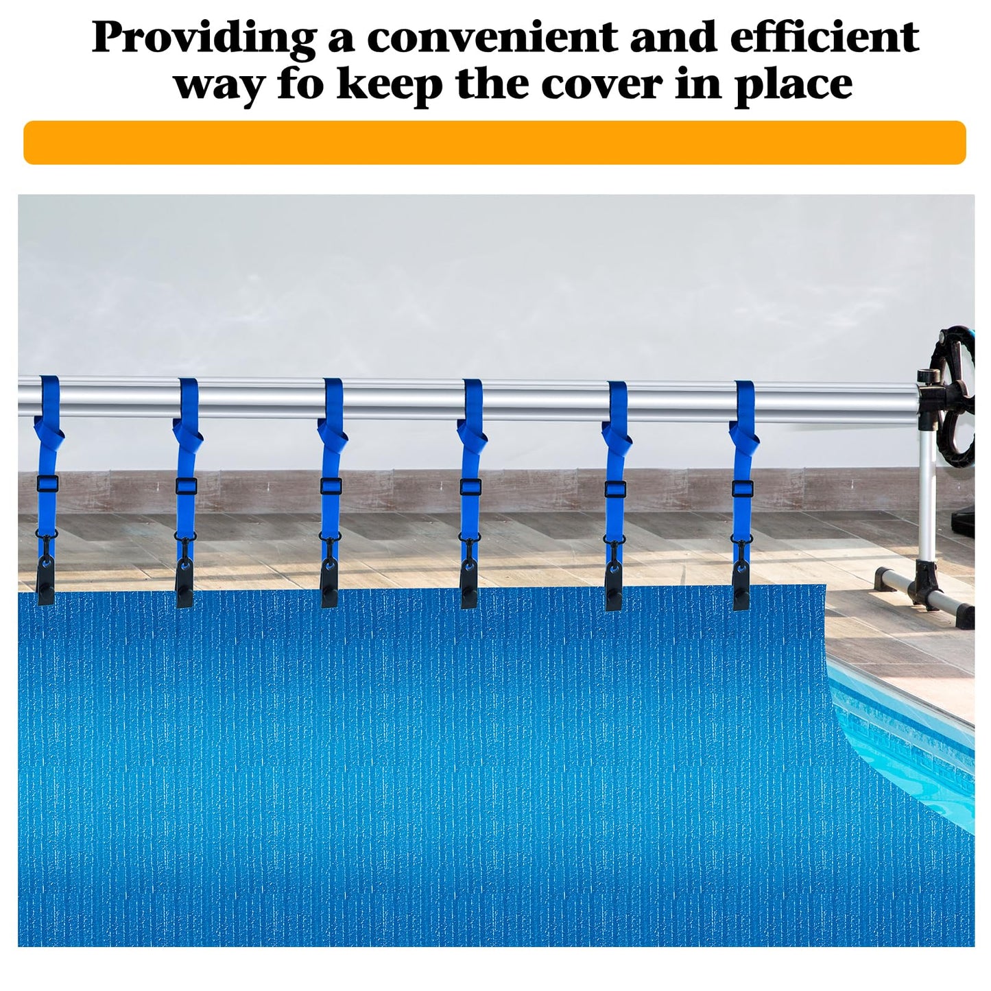 10set Upgraded Pool Solar Cover Reel Straps Adjustable Pool Cover Reel Attachment Inground Swimming Pool Solar Cover Straps and Clips Kit Including 10 Solar Reel Blanket Straps with Hooks,10 Clamps