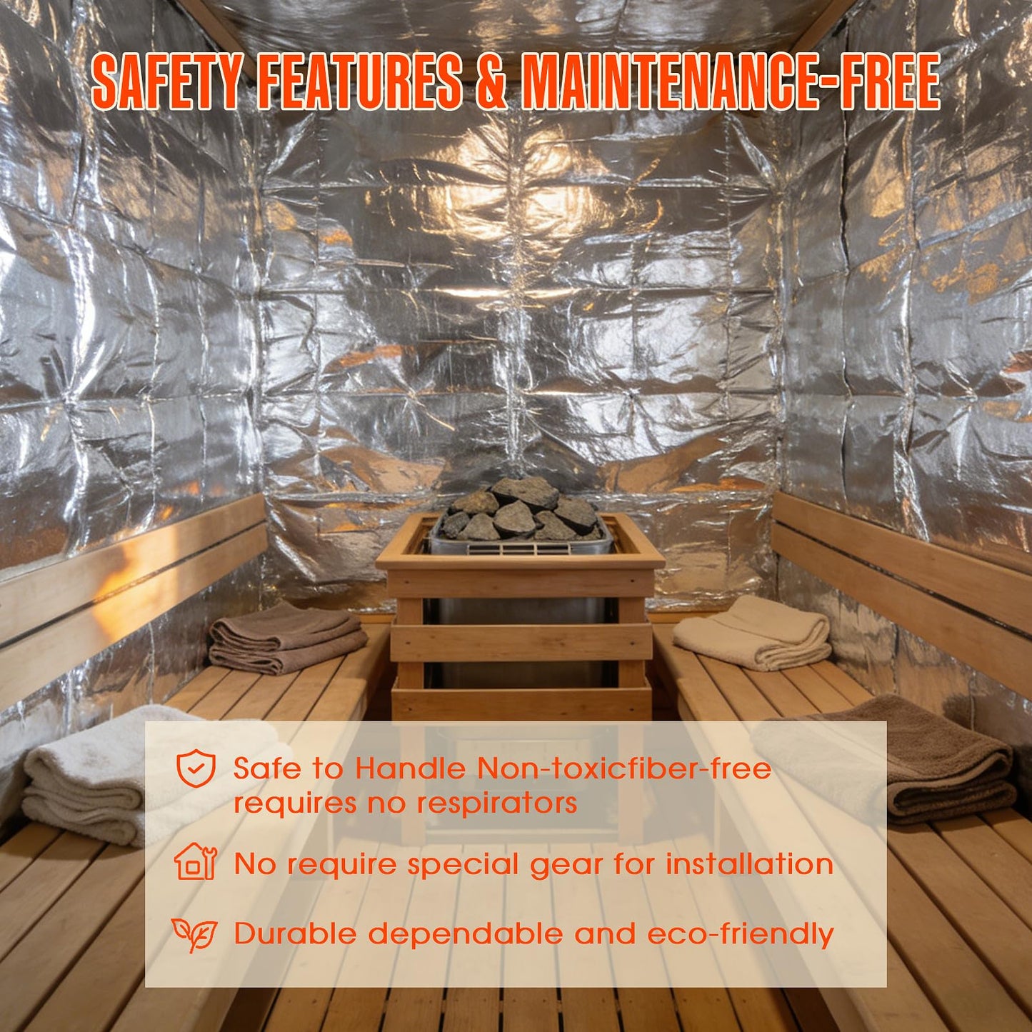 ZXQDRE Sauna Foil Vapor Barrier, 250 sqft Aluminum Insulation Roll Heavy-Duty Non-Perforated Reflective Thermal Barrier for Energy Efficient Sauna, Attic, Garage and Crawl Space (4FT x 62.5FT)