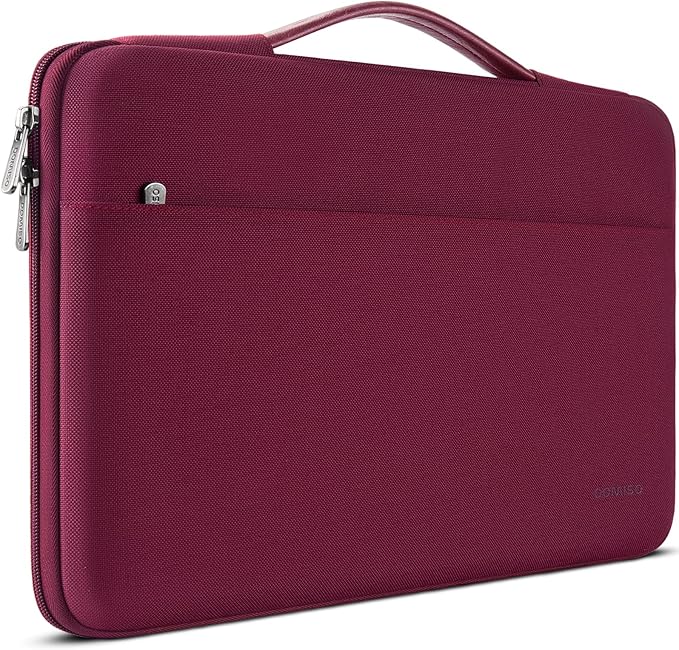 DOMISO 13.3 inch Laptop Case Sleeve Protective Cover Compatible with 14 inch MacBook Pro M4 M3 M2/MacBook Pro Max,13-13.3 inch Dell,Lenovo, HP,Waterproof Computer Cases Bag with Handle,Wine
