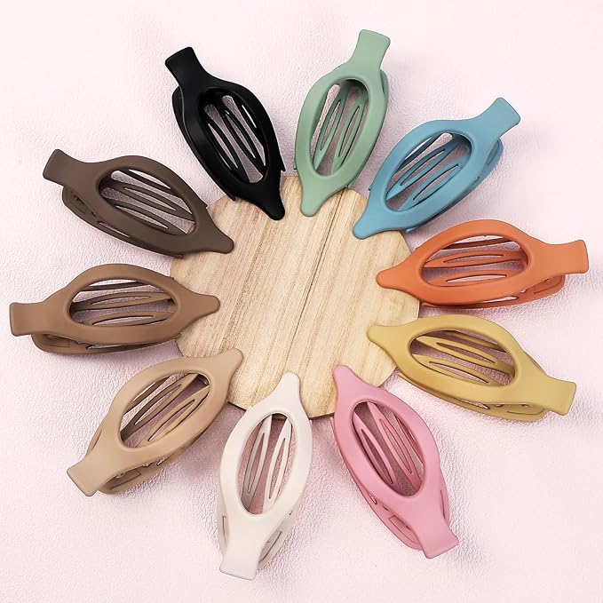 10 Pcs Flat Hair Clips for Women French Concord Claw Clips for Thick and Thin Hair Claw Clips Duck Billed Barrettes Hair Accessories for Women and Girls (Brown Light Colorful)