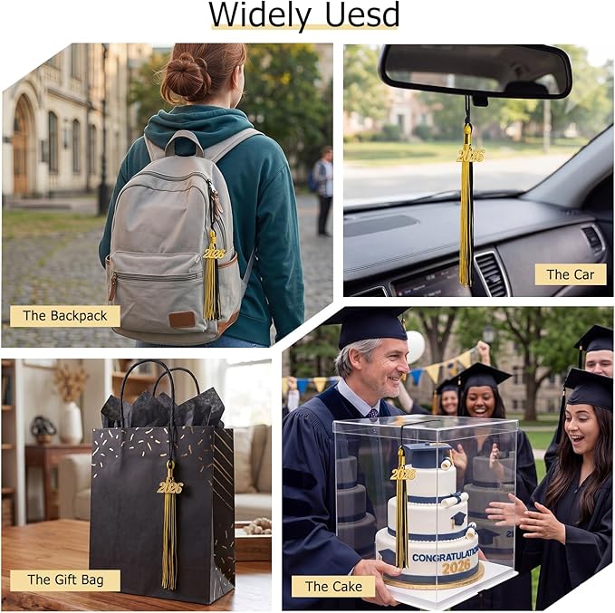 GraduationMall Single&Multiple Color Graduation Tassel with 2026 Year Charm 9"