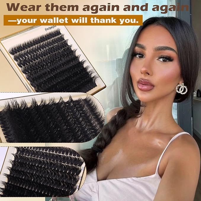 Thick Eyelash Extension Kit Volume Lash Clusters Kit 10-18mm Individual Lashes Clusters 100D DIY Lash Extension Kit 200pcs Clusters Lash with Bond and Remover Lash Applicator by Focipeysa