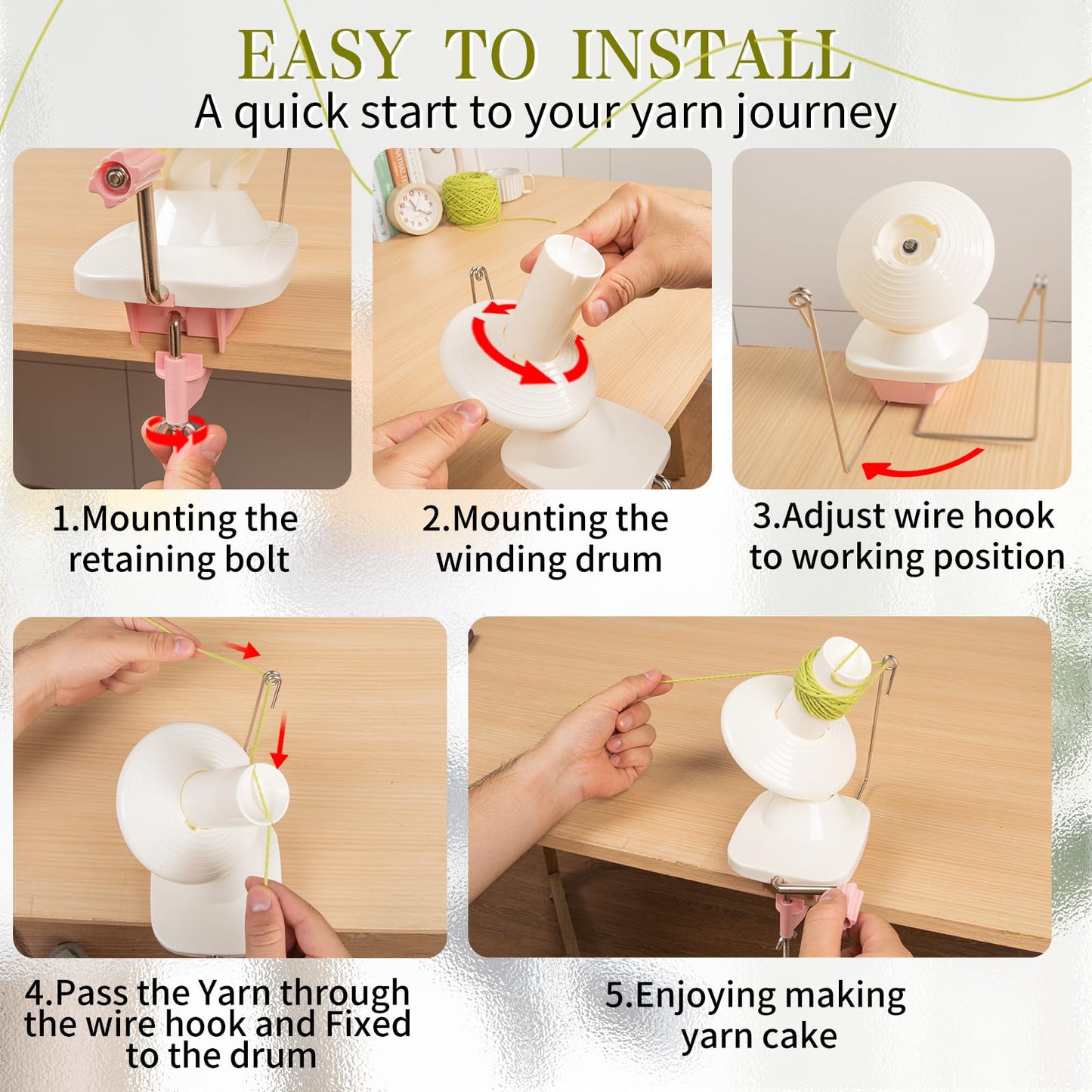 SPEENSUN Yarn Winder for Crocheting, Yarn Spinner, 3.5 OZ Easy-to-Install and Efficiently Yarns Cake Winder with Lower Noise for Yarns Below Size 5, Best for Crochet and Knitting Lover