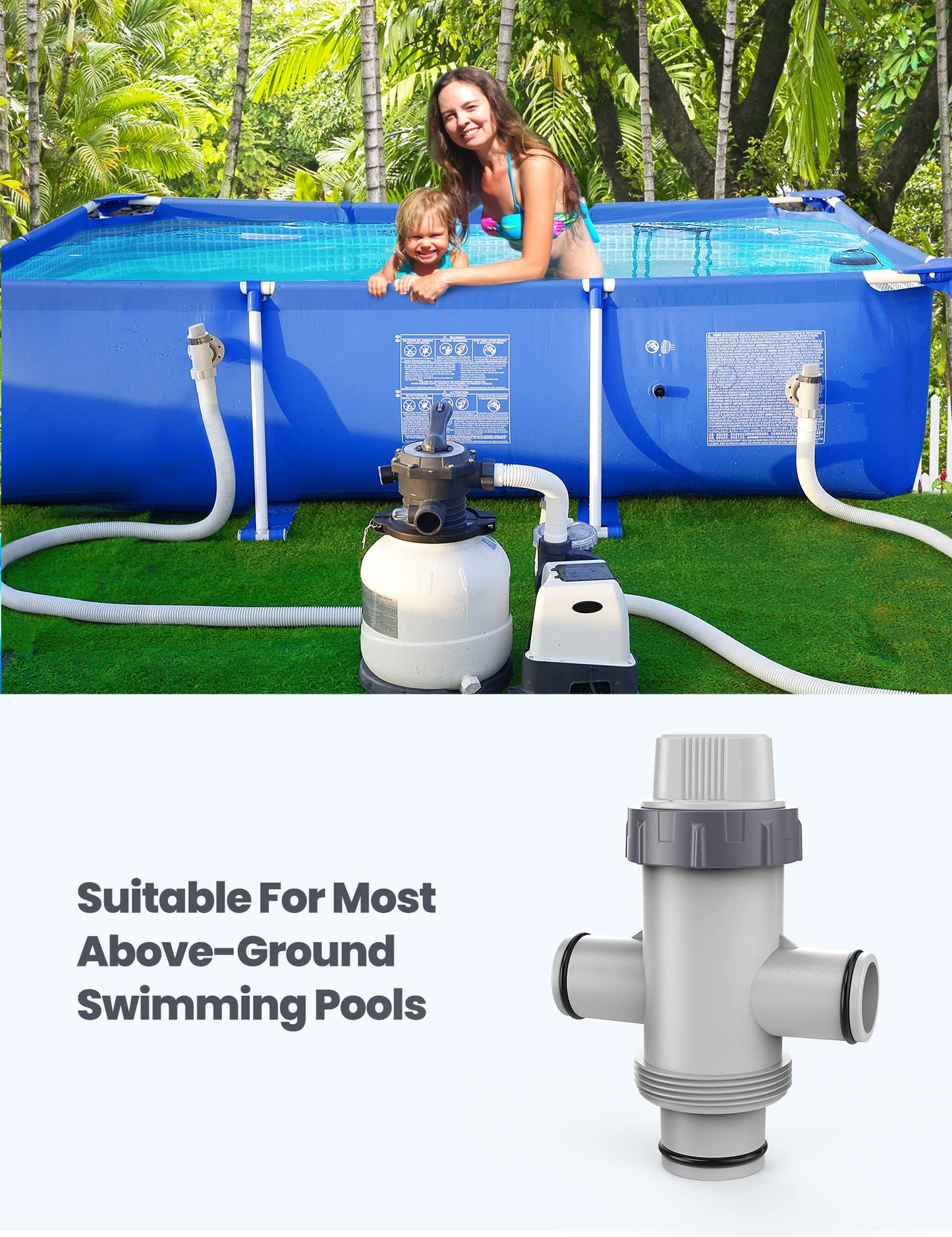 POOLHACKER Dual Split Hose Plunger Valve, Above Ground Pool Parts, Pool Accessories and Replacement Parts for Coleman