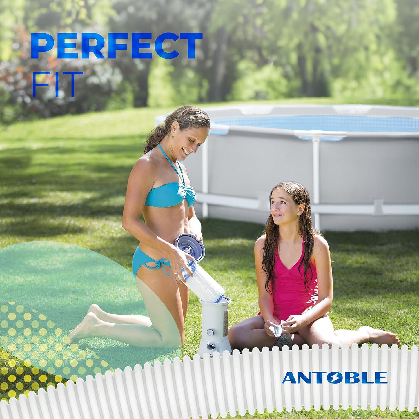 ANTOBLE Pool Hose for Intex 1.25" Diameter Above Ground Pool Pump Hoses Replacement Accessory 59" Long 1-1/4 Swimming Pool Filter Pump Hoses 607 637 With 4 Metal Clamps, 2 Pack