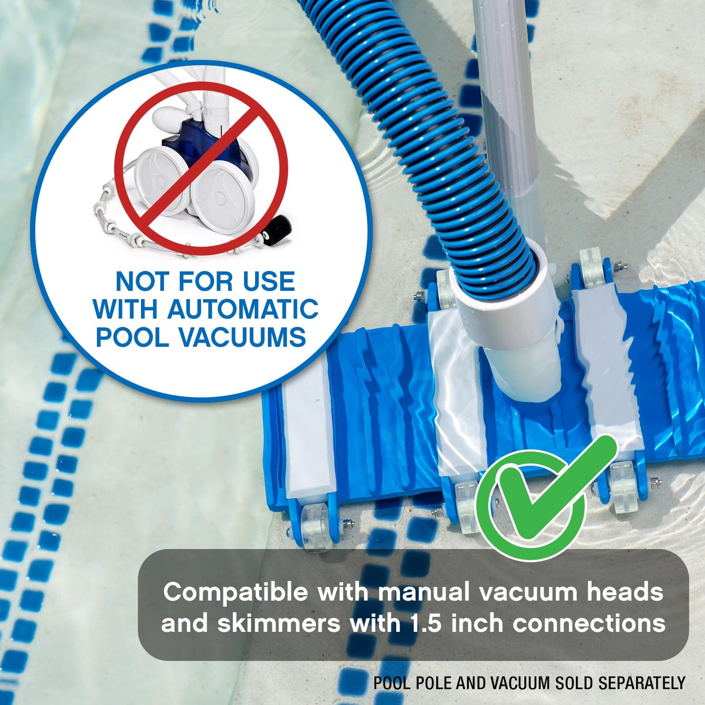 Poolmaster Manual Pool Vacuum Hose, 35 Ft x 1-1/2” for Inground & Above Ground Pools, Not for Automatic Cleaners, Kink-Free, Heavy Duty Pool Cleaner Hose with Swivel Cuff – Made in USA