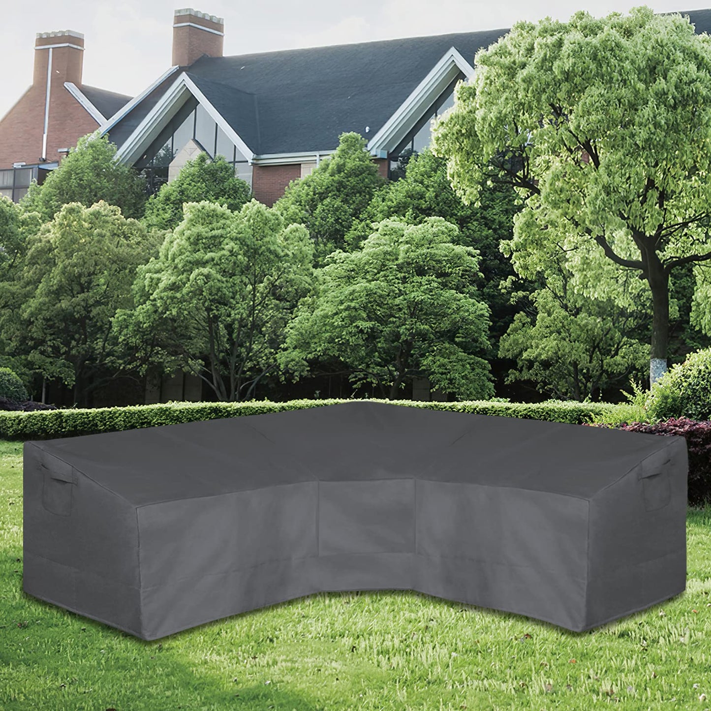 Easy-Going Patio V-Shaped Sectional Sofa Cover, Waterproof Outdoor Sectional Cover,Heavy Duty Garden Furniture Cover with Air Vent 100" L (on Each Side) x 33.5" D x 31" H, Dark Gray