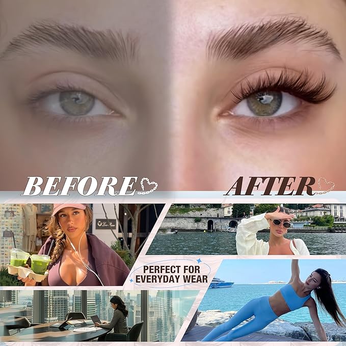 Brown Cluster Lashes Fairy Eyelash Clusters Natural Lash Extensions Wispy 3D Cluster Eyelash Extensions DIY Lash Extensions Soft Dark Brown Individual Eyelashes CC-Curly 8-16MM 144PCS