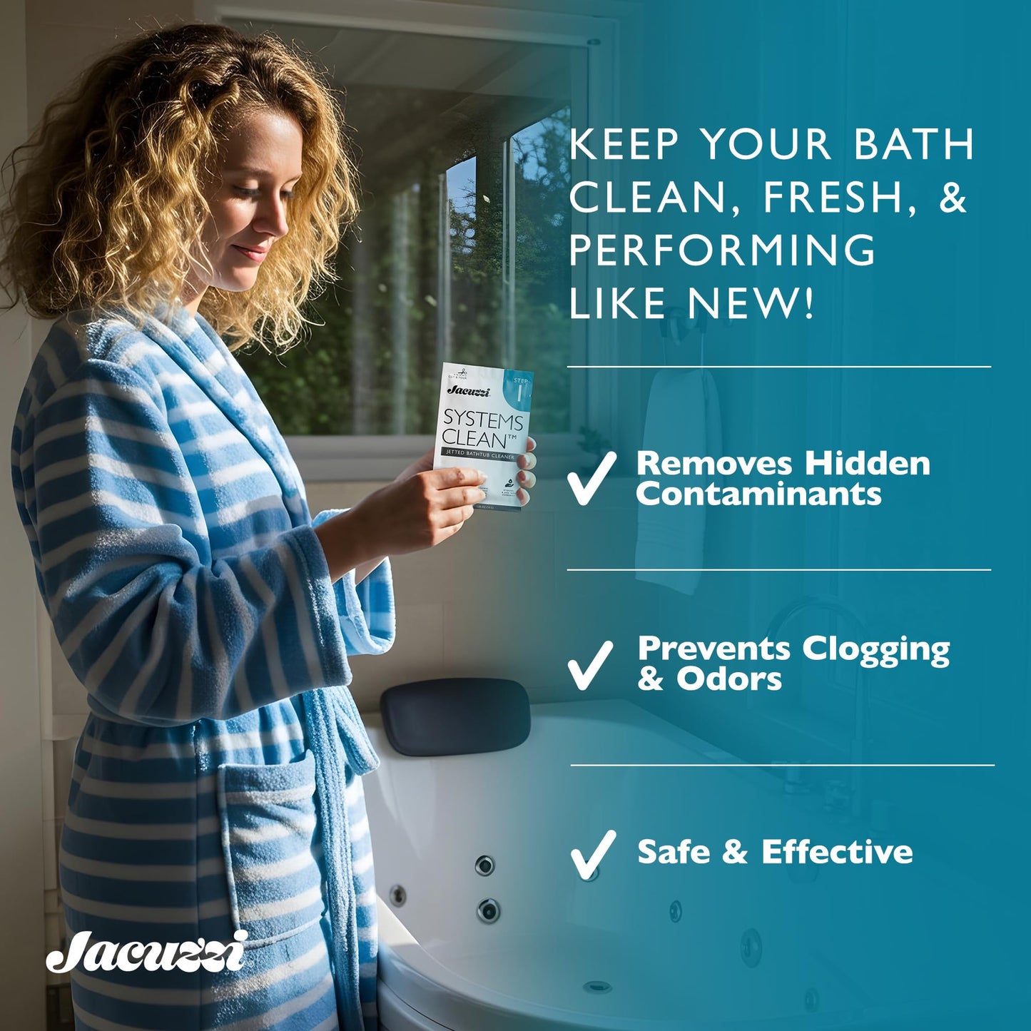 Jacuzzi Systems Cleaner – 2-Step Jetted Bathtub Cleaning Solution, 5-Pack Per Step – Effective Bathtub Cleaner for Jets, Deep Cleaning Formula for a Clean and Clear Jetted Bath Experience