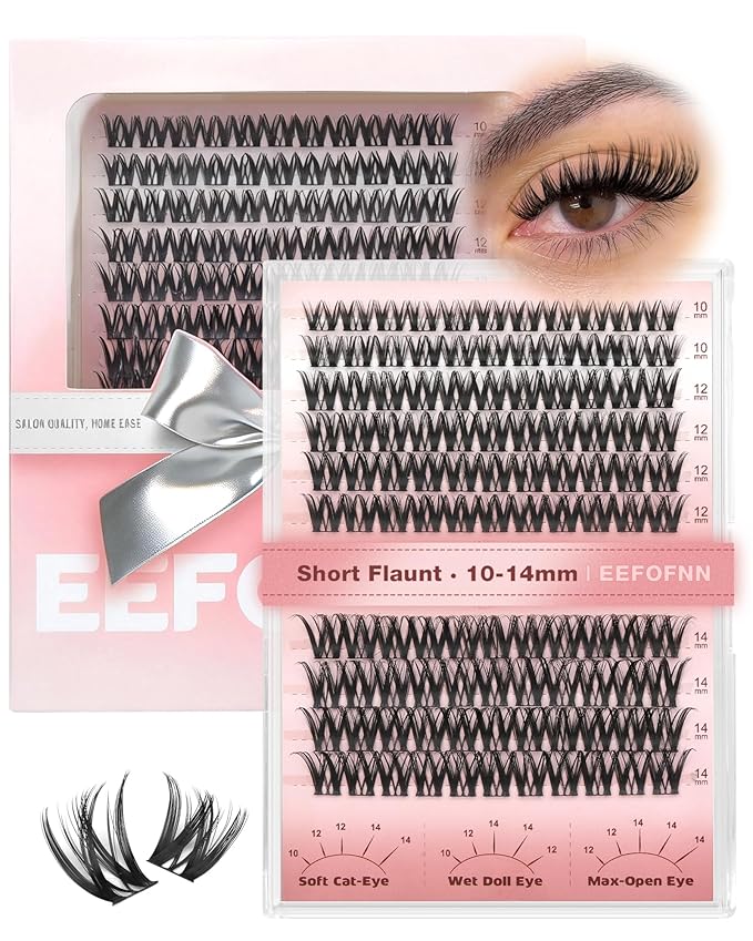 Lash Clusters Natural Eyelash Clusters Wispy Lashes Clusters C Curl Cluster Eyelash Extensions 8-14mm Lash Cluster Invisible Band Individual Lashes Bunny Cluster Lashes by Eefofnn