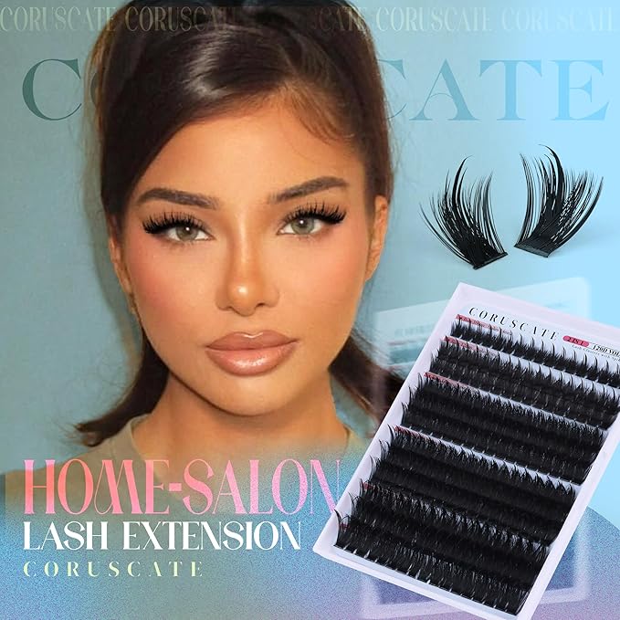CORUSCATE Spiky Lash Clusters Wispy Cluster Eyelash Extensions Mink Strip Lashes 120D Volume Mega Style Spikes Eyelashes Manga Individual Lashes Clusters Salon Look Fairy Lash Extension