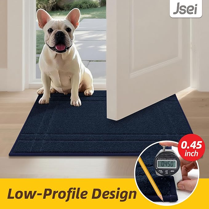 JSEI Entryway Rugs Doormat 20"x32", Non-Slip Dirt Trapper Door Mats Indoor, Washable Absorbent and Stain Resist Welcome Floor Mat for Front Door, Dog Door Mat, Dirty Wet Shoes & Paws, Navy Blue