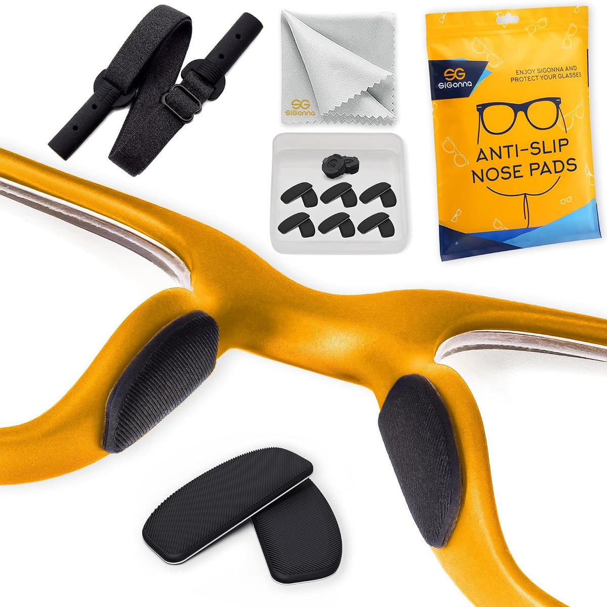 Eyeglass Nose Pads Anti Slip - 6 Pairs Ultra Thin 1mm Silicone Nose Pads for Glasses - Soft Stick On Nose Cushions for Eyeglasses & Sunglasses - Glasses Accessories Kit - (Black Black)