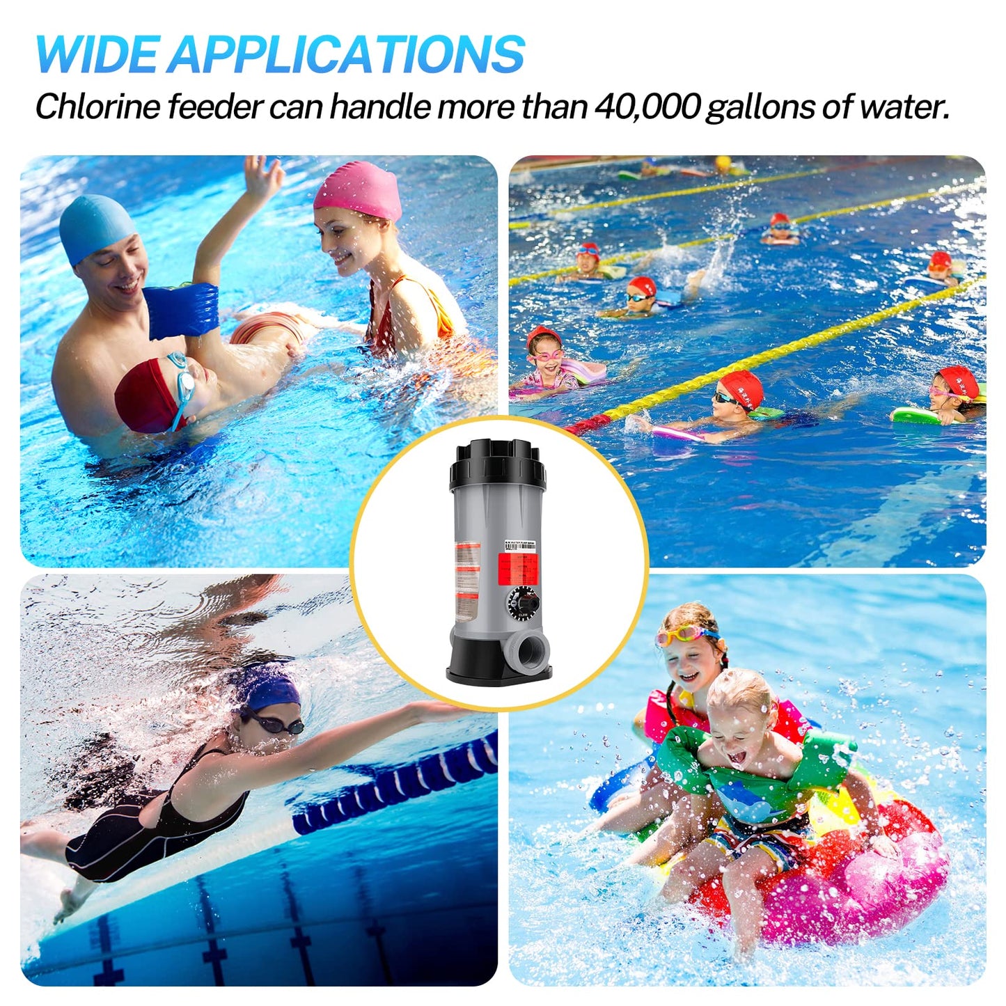 CL200 Inline Automatic Pool Chlorinator Feeder, Compatible with Hayward CL200 In-Ground Pools, Fits 1-1/2" Inner & 2" Outer Thread PVC Pipe, Large Capacity Chlorine Tablet Dispenser